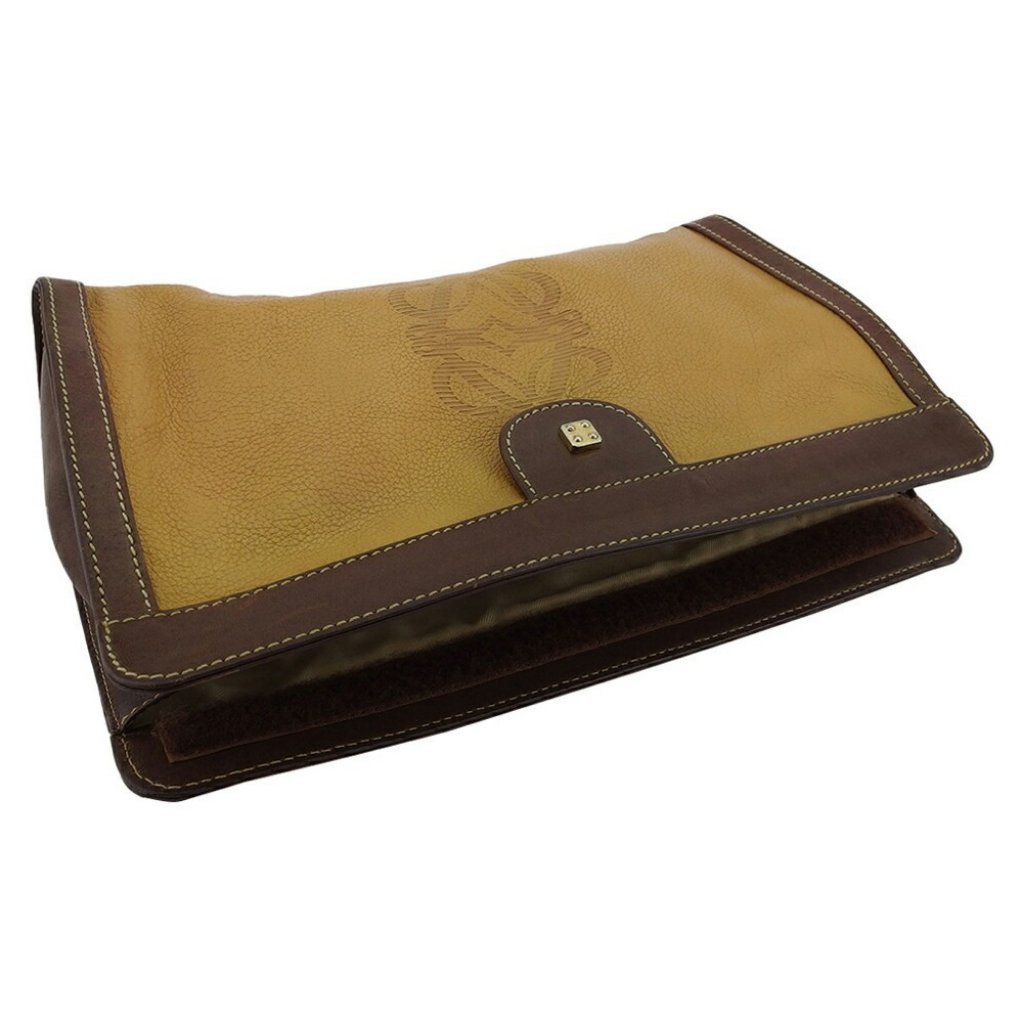 Loewe Clutch Bag Beige Brown Gold Women Authentic Secondhand